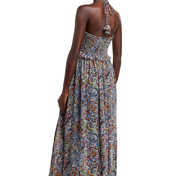 Paisley Smocked Halter Midi Dress - Sz XS - Picture 8 of 9